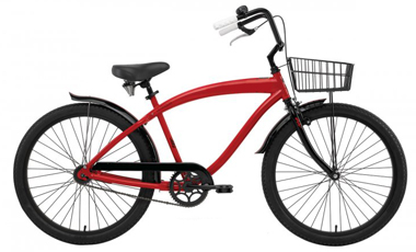 beach cruiser bicycle with fender and basket